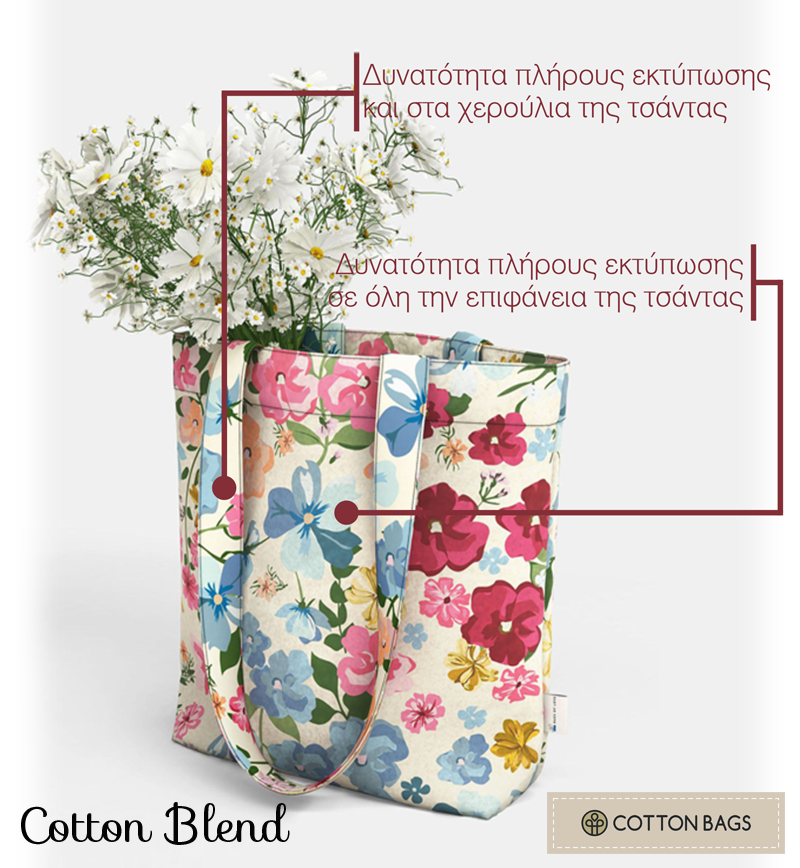 Τσάντες υφασμάτινες cotton blend με εκτύπωση - tote bags Τσάντες υφασμάτινες cotton blend με εκτύπωση - tote bags